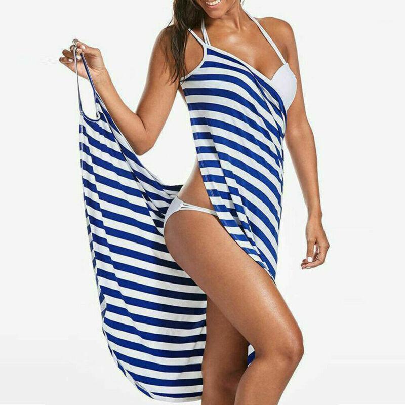 

Women Bathing Suit Bikini Swimwear Cover Up Beach Maxi Dress Sarong Wrap Pareo1, White