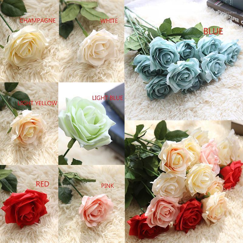 

1 pcs artificial flowers for needlework Fake Flowers Roses Wedding for decoration Bouquet bloemen artificial plant 30off1, Blue
