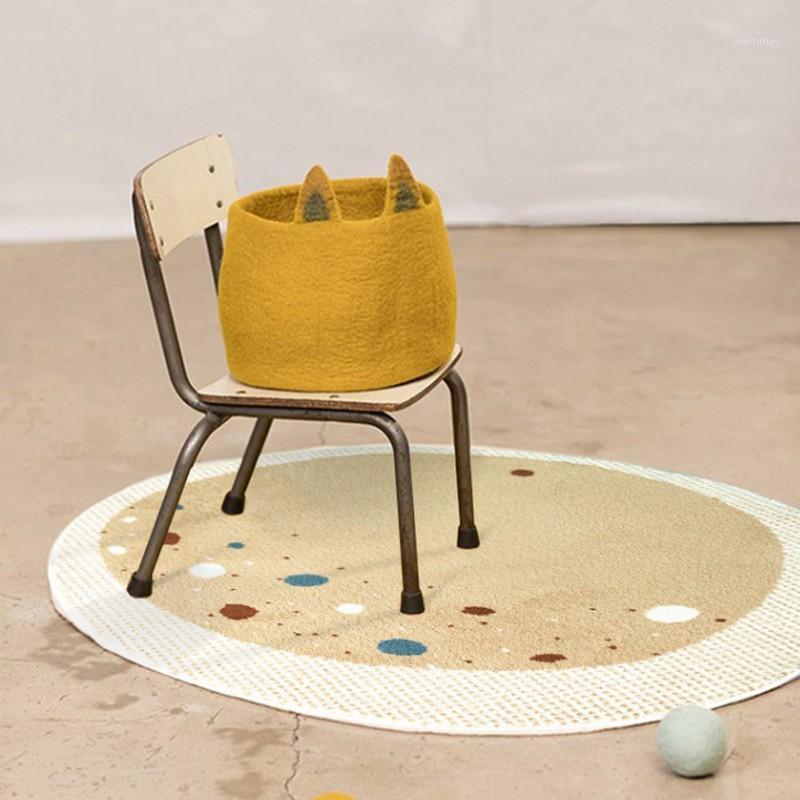 

Round shaped rainbow art area rug for children room, big size Nordic style home decoration machine weave bedside carpet1, 03as picture