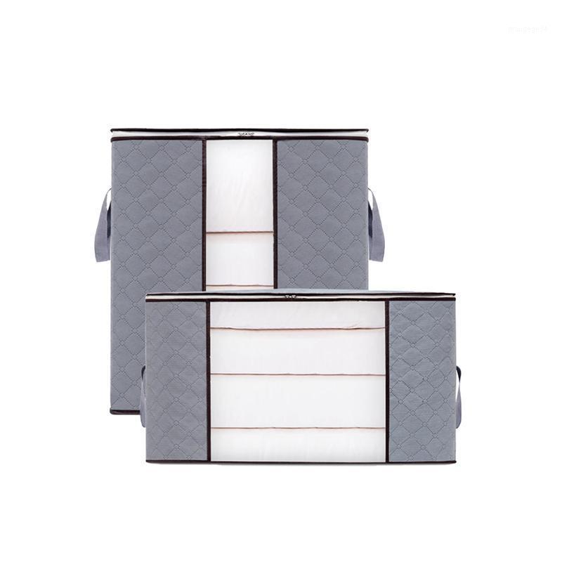 

2PCS Nonwoven Closet Storage Bag Closet Storage Pouches Luggage Bags Clothes Organizer for Clothes Blanket Quilt (Grey)1