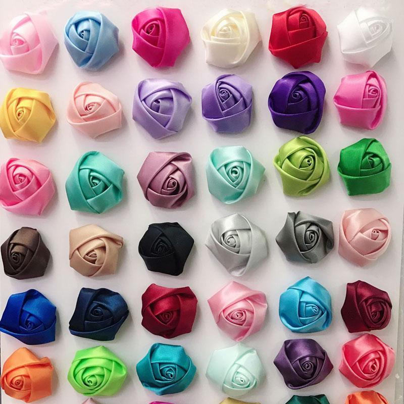 

100Pieces/lot Size 5cm Satin Ribbon Rose Flower Silk Fabric Flower Handmade DIY Wedding Bouquet Hair Cloth Accessories1, 11