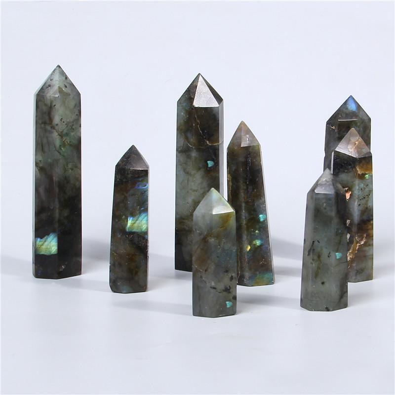 

Wholesale Labradorite Stone Tower 30-90 mm Point Quart Crystal Pillar Faceted Polished Stick Healing Wand For DIY Making Jewelry1