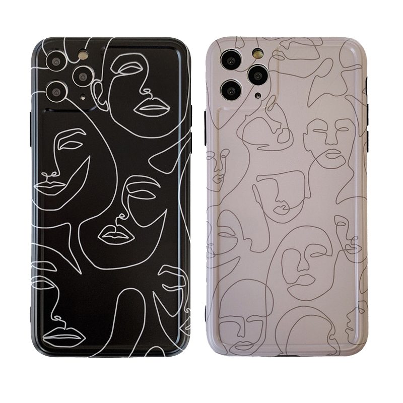 

Abstract Line art painting Phone Case For iphone 11 Pro Max 7 8 plus X XR XS Max SE 2 12 mini Back Cover Retro Pattern Soft Case, Mix colors