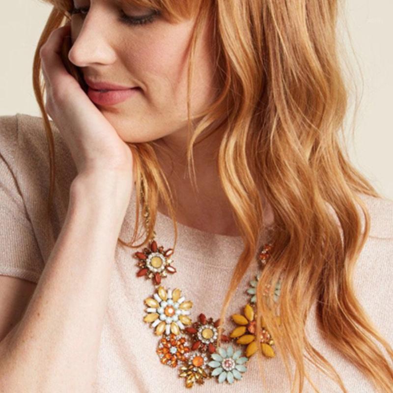 

Bohemian Luxury Colorful Flowers Collar Choker Wedding Jewelry Necklace&Pendant Charm Statement Necklace Women Jewelry1