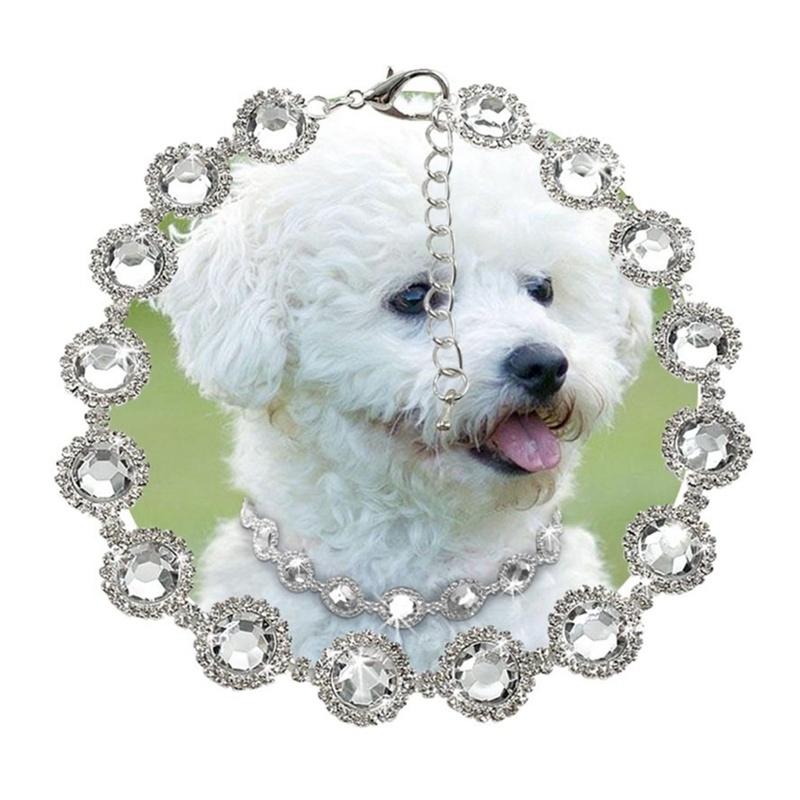 

Pet Dogs Cute Rhinestone Collar Necklace Imitation Pearl Collars Dog Cat Fancy Princess Wedding Style collar