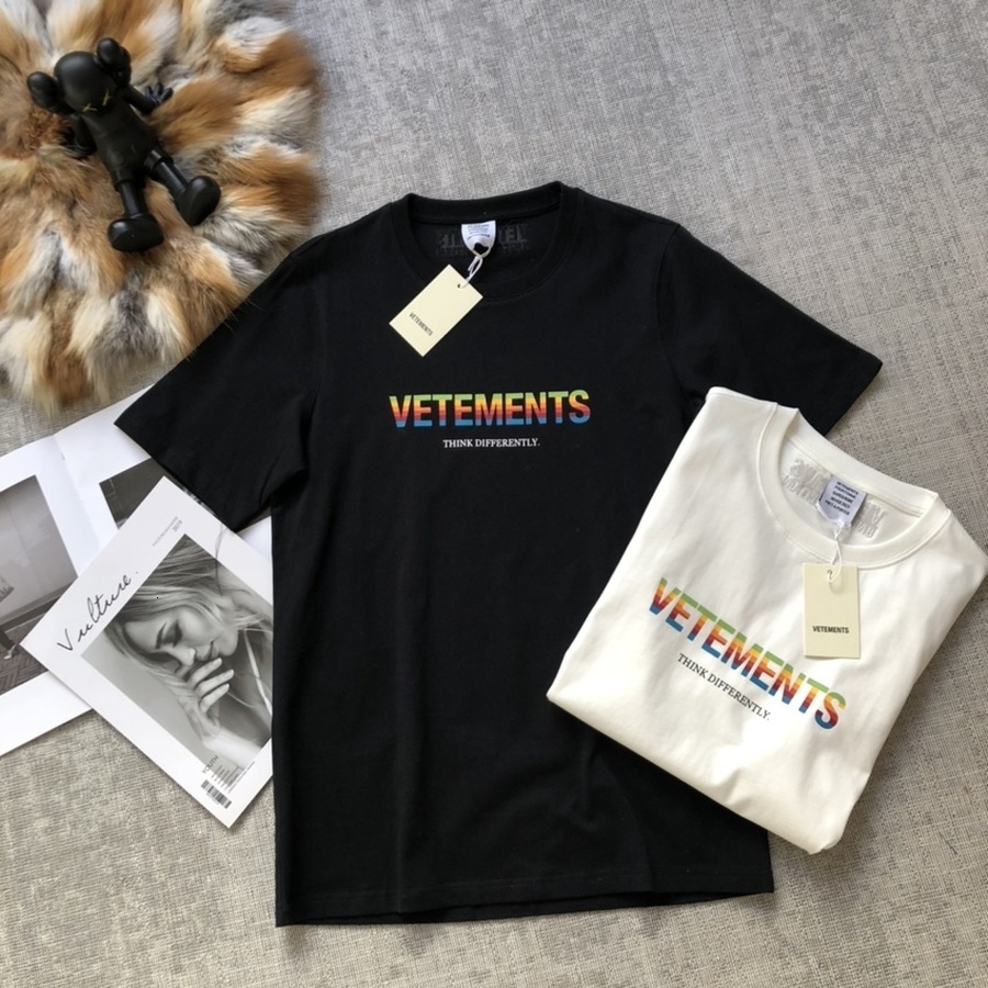 

2021 New Raiow T-shirt Men Women Think Differently Letters Printing Vetements Tee Vtm Tops Aebi, 20