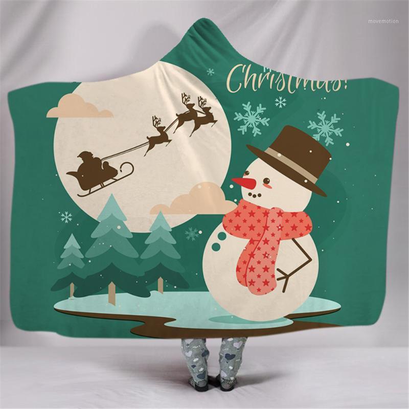 

Christmas Hooded Blanket For Adults Kids 3D Printed Plush Sherpa Blanket Wearable Warm Throw For Home Travel Sofa1