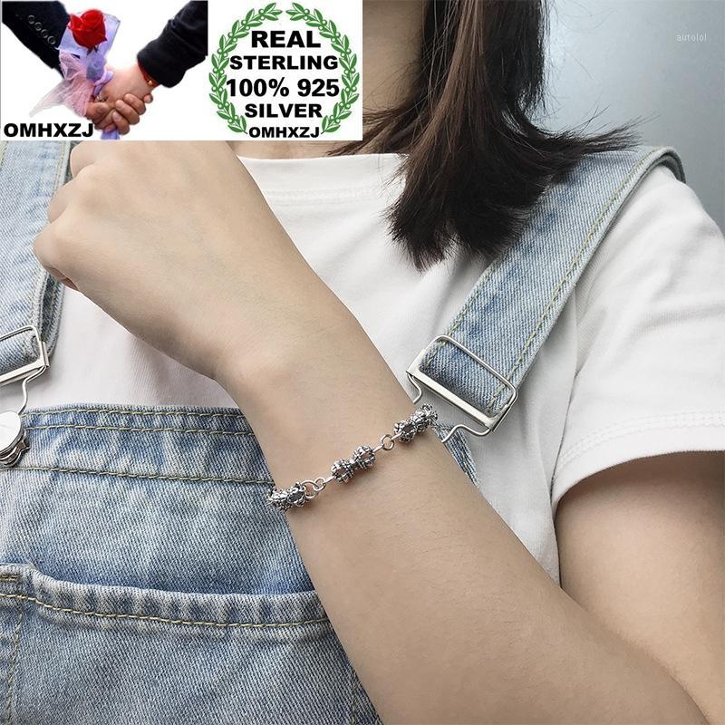 

OMHXZJ Wholesale HB83 European Fashion Woman Girl Birthday Party Gift Vintage Crown Link Chain 100% 925 Sterling Silver Bracelet1