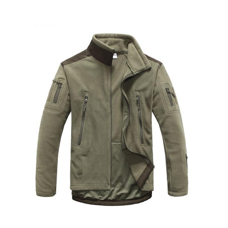 

Fleece Jacket for Men in Winter Thermal Warm Windproof Non-hooded Polyester for Hunting Camping Hiking Multi-Pocket Functional, Green