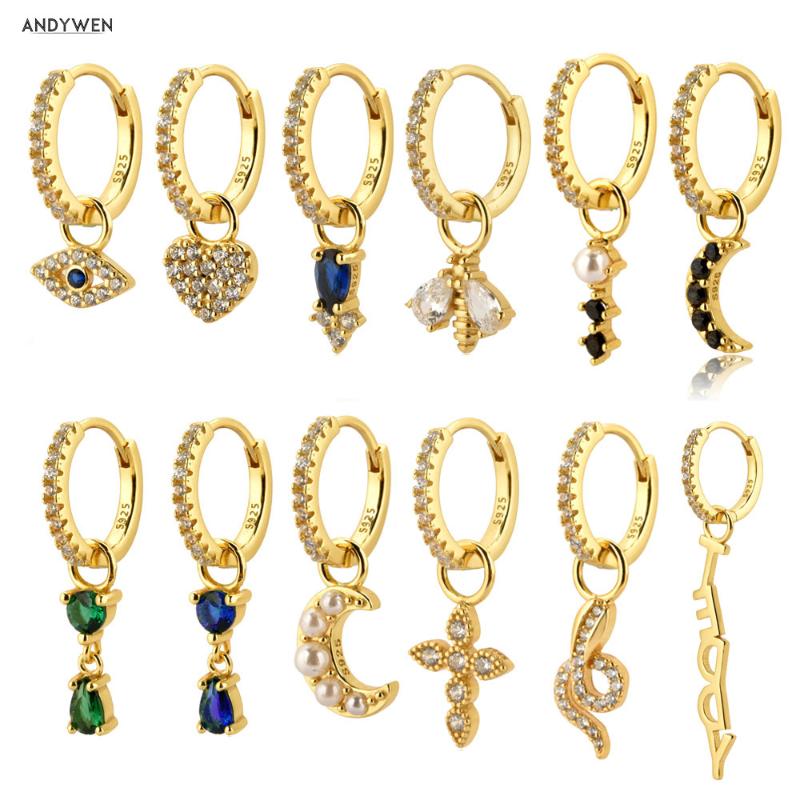 

Dangle & Chandelier ANDYWEN 925 Sterling Silver 2021 Gold Multi Type Small Charm Pendiente Pendant Hoops Piercing Zircon Jewelry