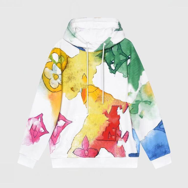 

21ss autumn new pure cotton men's women's hoodies brand designers casual fashion men hoodies sweatshirts watercolor graffiti rende, Black