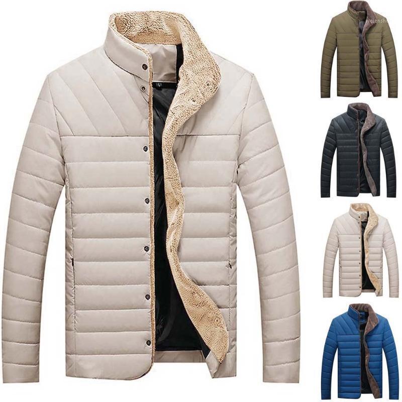 

2020 Winter Jacket Men Warm Softshell Long Sleeved Solid Color Zipper Warm Down Jacket Quality Cotton Coat For Men Style1, Black