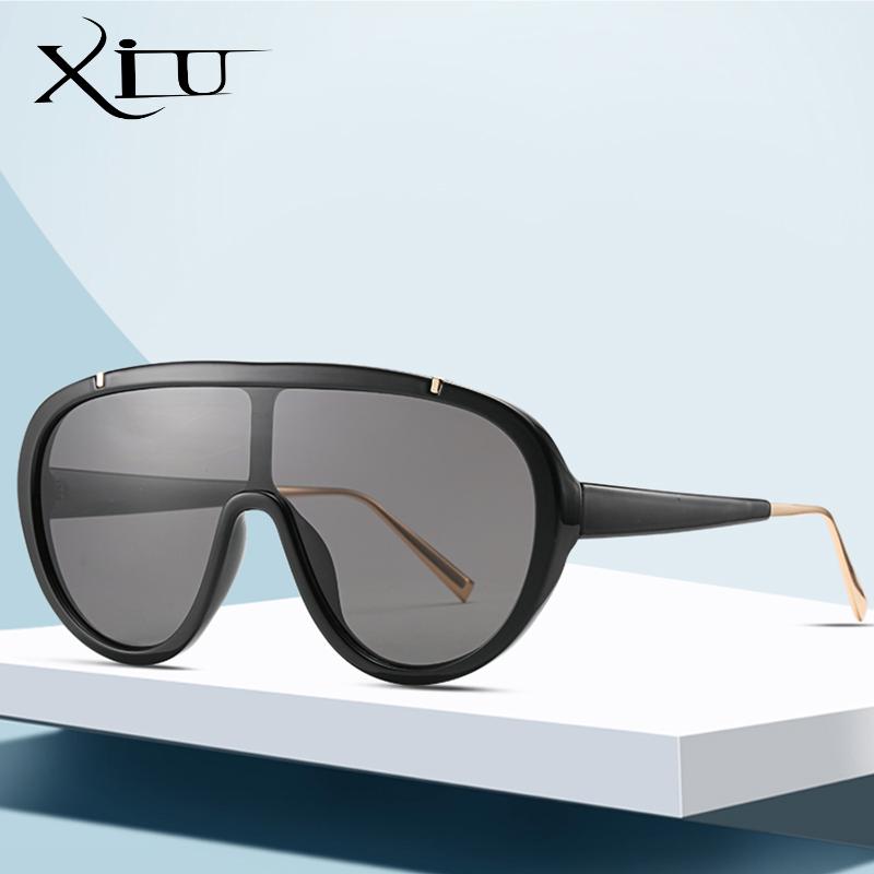 

Sunglasses XIU One Piece Women Oversized Selling Mens Goggles Brown White Sun Glasses Male Summer UV400