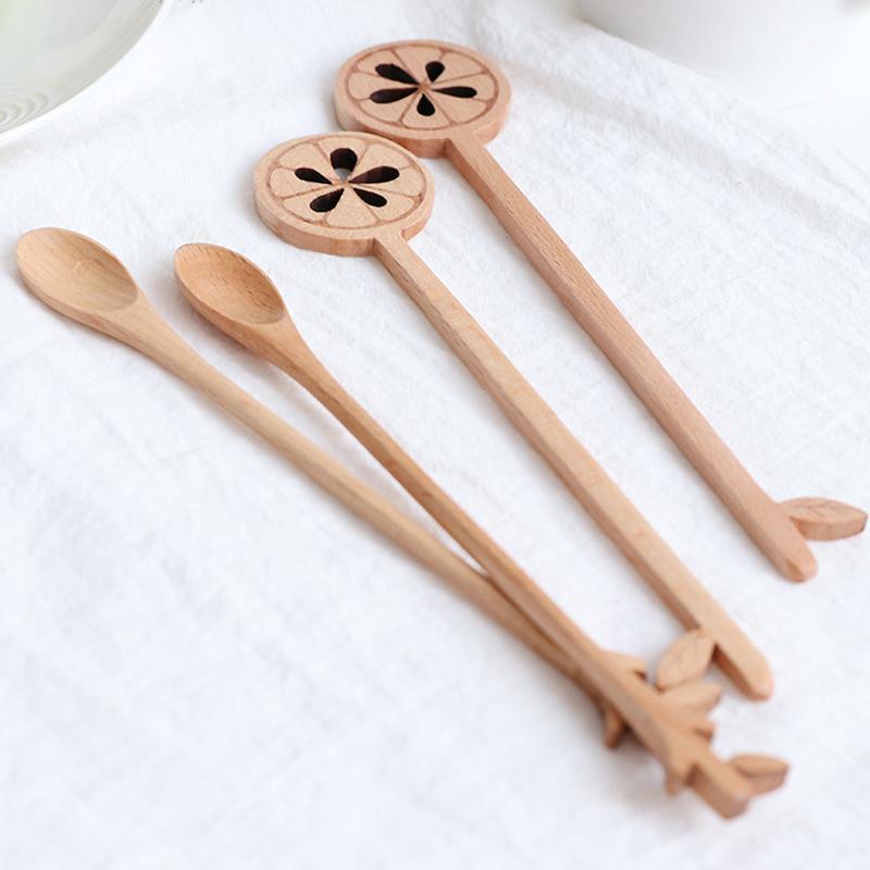 

Vacclo Delicate Beech Branch Creative Honey Coffee Stir Spoon Ins Sugar Stir Round Flat Scoop Eco-friendly Kitchen Tool1