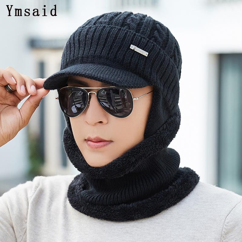 

Ymsaid Winter Beanies Men Scarf Knitted Hat Cap Mask Gorras Bonnet Warm Baggy Winter Hat For Men Women Skullies Beanies Hats