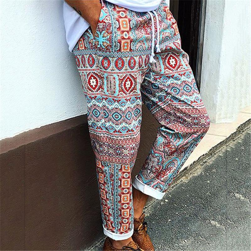 

Fashion print mid waist fashion men' small foot Capris for men, Multi