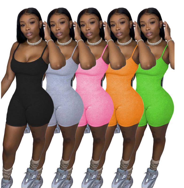 

Women Sexy Sling Jumpsuit Designer Summer Solid Color Sleeveless Vest Shorts Sports Rompers Club Tight Fashion Overalls Pants 66, Mix or leave a message