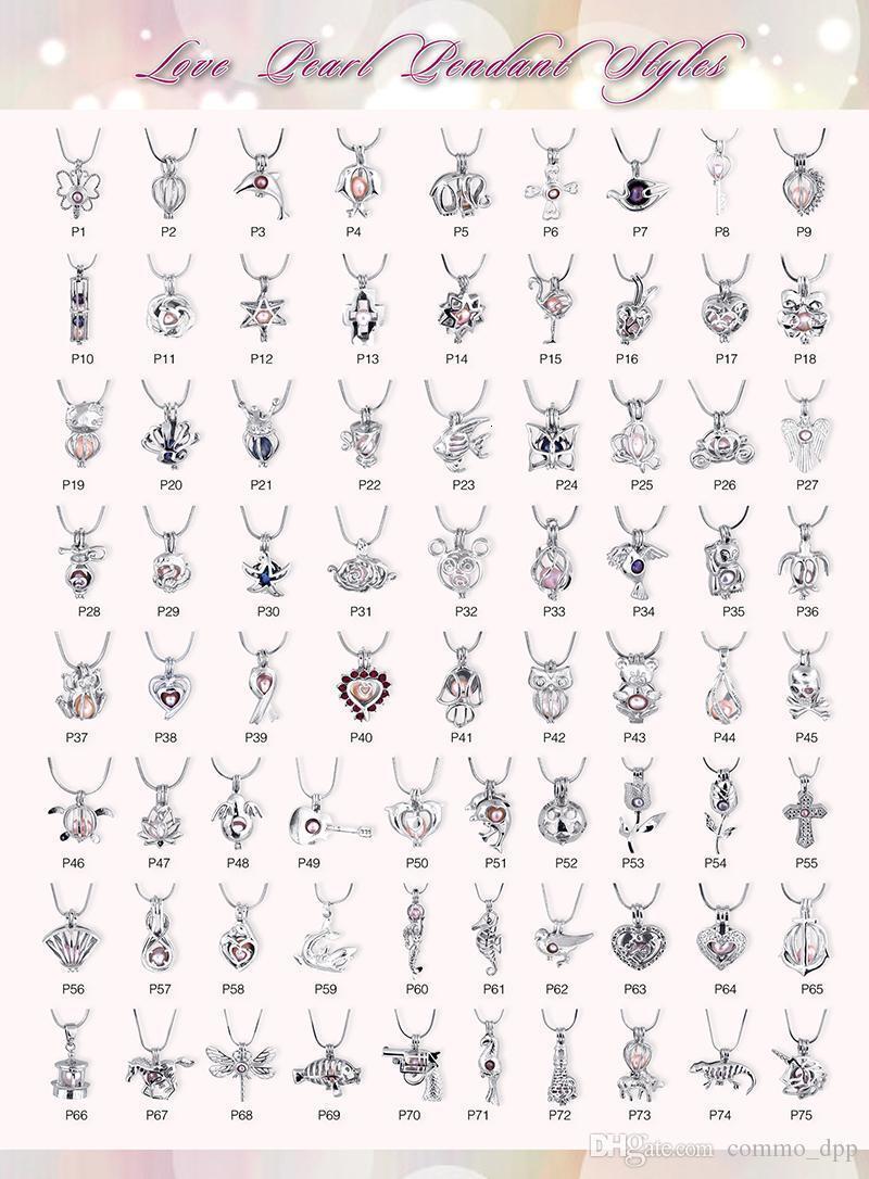 

438 Styles Pearl Cage Pendant Silver Rainbow Color Love Gem Beads Cages Locket Diy Charm Pendants Mountings for Jewelry Making in Bulk D672