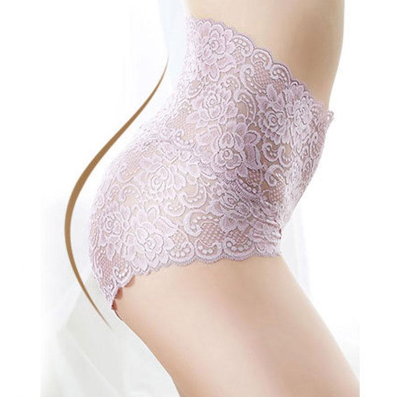 

Sexy Lace Underwear Women High Waist Panties Mesh Floral Lift Up Underpants Female Seamless Briefs Cotton Breathable Lingerie, Light purple