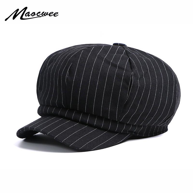 

Berets Fashion Beret Women Stripe Color Female Bonnet Caps Winter All Matched Warm Walking Hat Cap Cool Windproof, Black