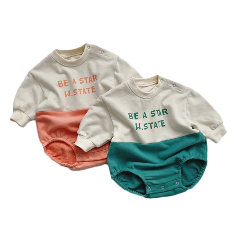 

2021 Spring New Baby Boys Bodysuits for Infant Girls Cute Fashion Letter Print Long Sleeve Jumpsuits Toddler Cotton Clothes Ynjd, 5079red