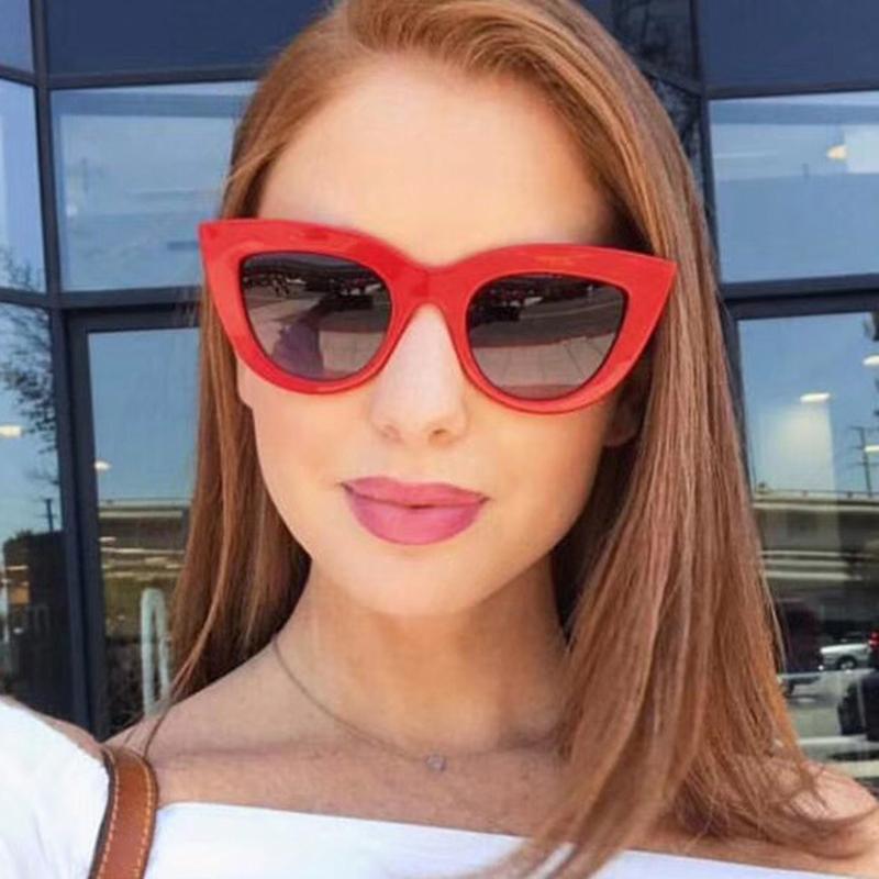 

Sunglasses Retro Cat Eye Women White Gray Black Lens Frame Brand Designer Mirror Sexy Ladies Sun Glasses Female, White;black
