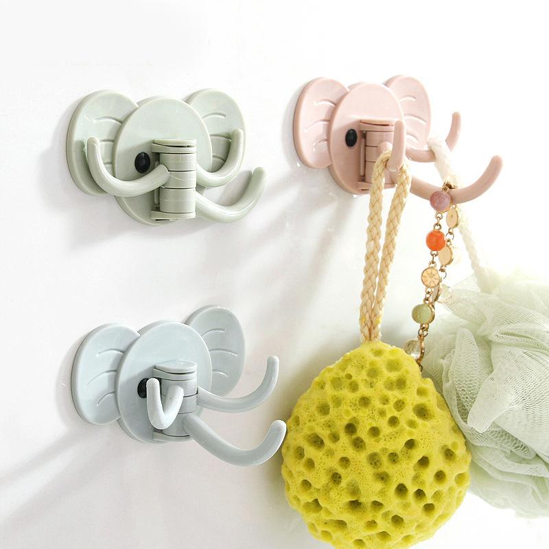 

Cartoon 3 Hooks Movable Elephant Seamless Adhesive Bathroom Kitchen Wall Door Hanging for Towl Hats Bags Sundries Storage Holder