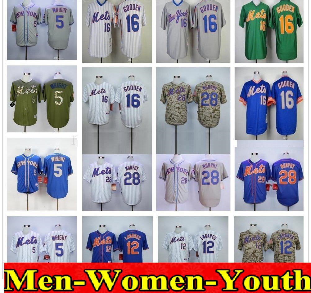 

Mens Women kids MetS 5 David Wright 12 Juan Lagares 16 Dwight Gooden 28 Daniel Murphy Jerseys Blue Green Gray Camo White Baseball, As shown in illustration