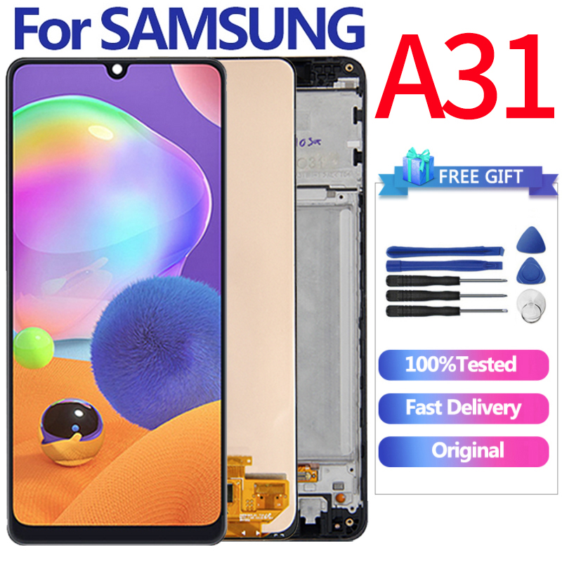 Pantalla LCD de reemplazo de teléfonos móviles TFT material de la pantalla LCD y digitalizador Asamblea completa con el marco for Samsung Galaxy A31 Color : Black SMA315 Parte de reparación 