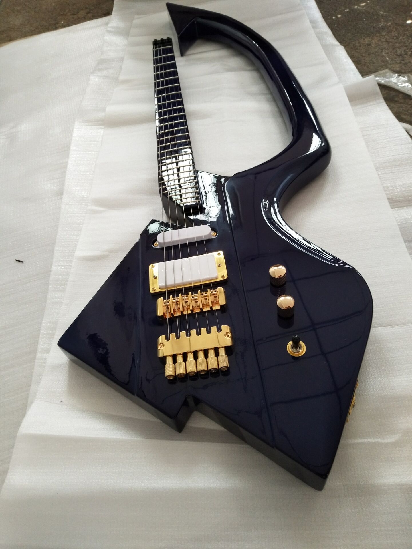 

Super Rare Prince Jerry Auerswald Designed Unique Model C Electric Guitar Tremolo Bridge, Gold Hardware, Multi Color Available