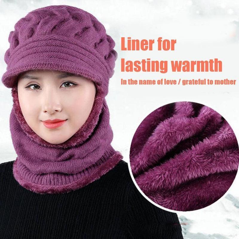 

WH Female Knit Letter Bonnet Beanie Caps Outdoor Riding Sets