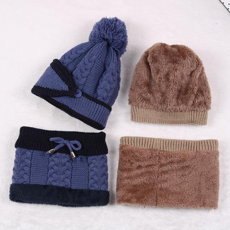 

3Pcs Winter Adults/Kids Winter Warm Thicken Woolen Yarn Knitted Cap Hat Scarf Mask Set Woolen Yarn, Pink adults