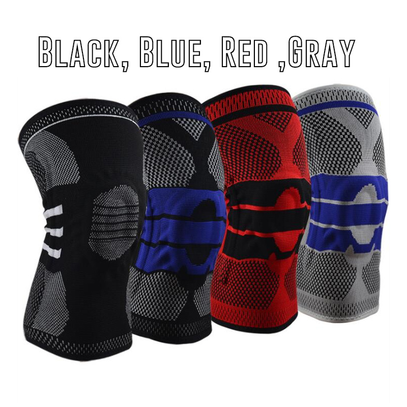 

3D Silicone Spring Knee Pad Knitted Weaving Compression Basketball Knee Protector Brace Sleeve Support Sports Indoor Outdoor, Dark grey
