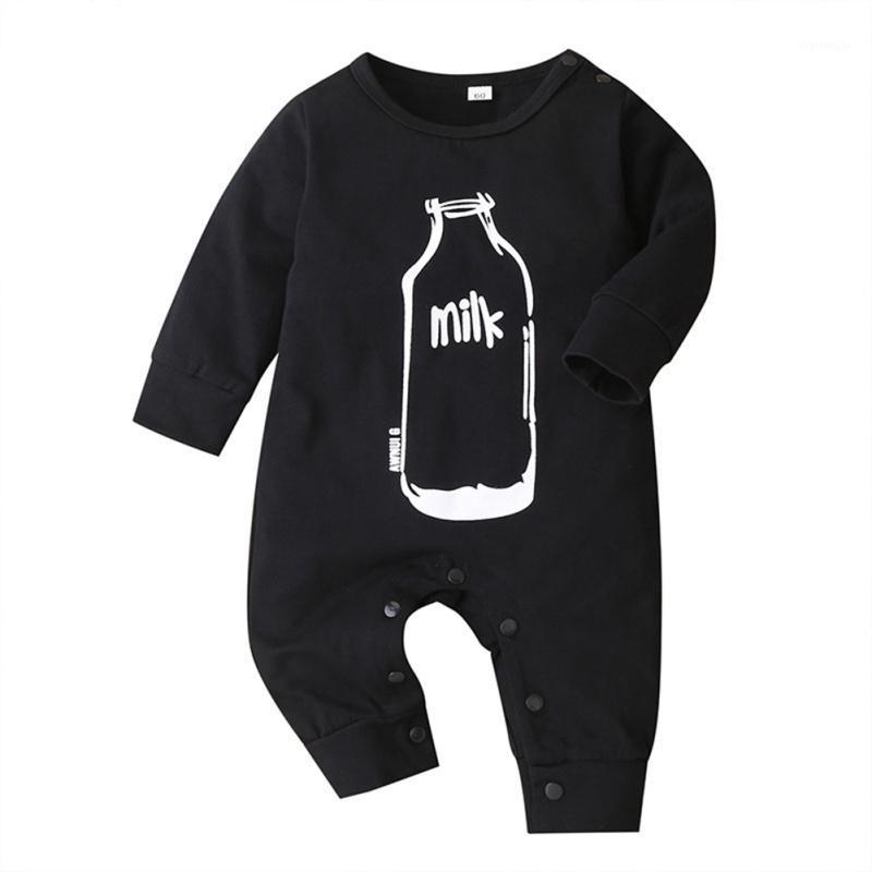 

2020 Baby Boys Girls Romper Cotton Long Sleeve Letter Cartoon Milk Bottle Jumpsuit Infant Clothing Autumn Newborn Baby Clothes1, Beige