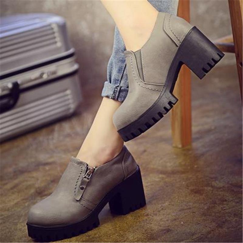 

2020 spring and autumn British student heels and high heels thick bottomed lace low angle retro women's shoes casual shoes, Style 2 gray