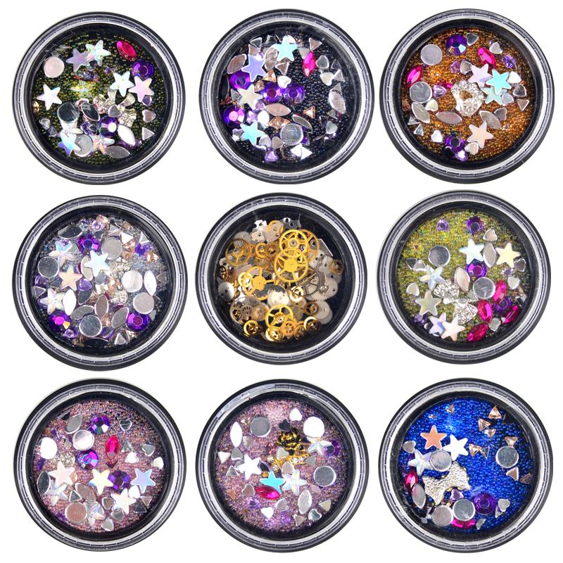 

Manicure Nail Art Decorations Colorful Transparent Mix Size Design Caviar Beads Gel Glue Supplies Studs