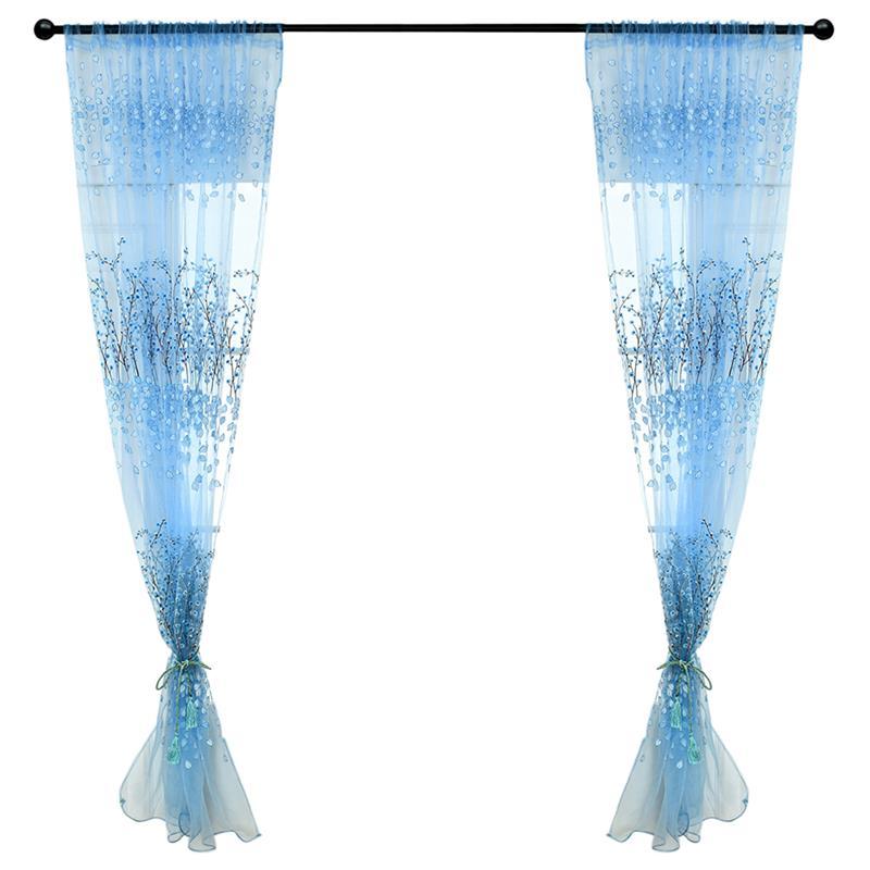 

Flower sheer window curtain rod pocket glass gauze curtains for family bedroom living room wedding party decoration curtains, Purple