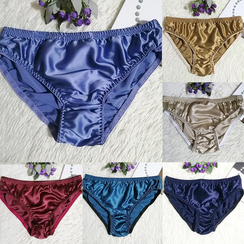 

Silk Satin Panties Women's Sexy Soft Comfortable Briefs Underwear Lingerie Satin Solid Knickers Briefs Female Underpants -2XL1, 24