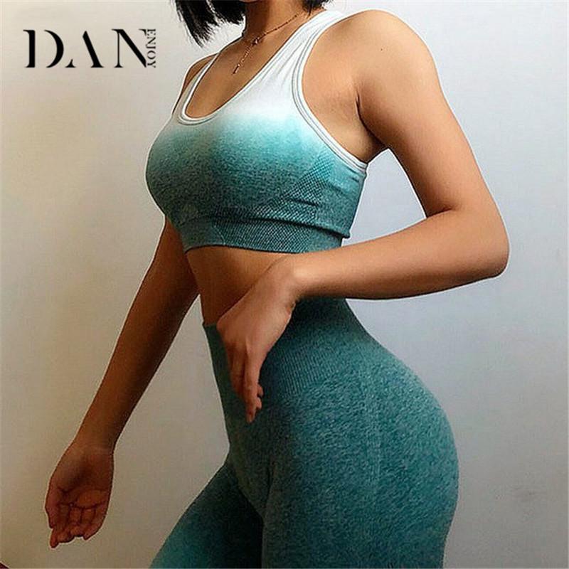 

DANENJOY Energy Seamless Sports Bra for Women Push Up Yoga Bras Gym Crop Top Orange Workout Bra Fitness Tops Active Wear1, Grey