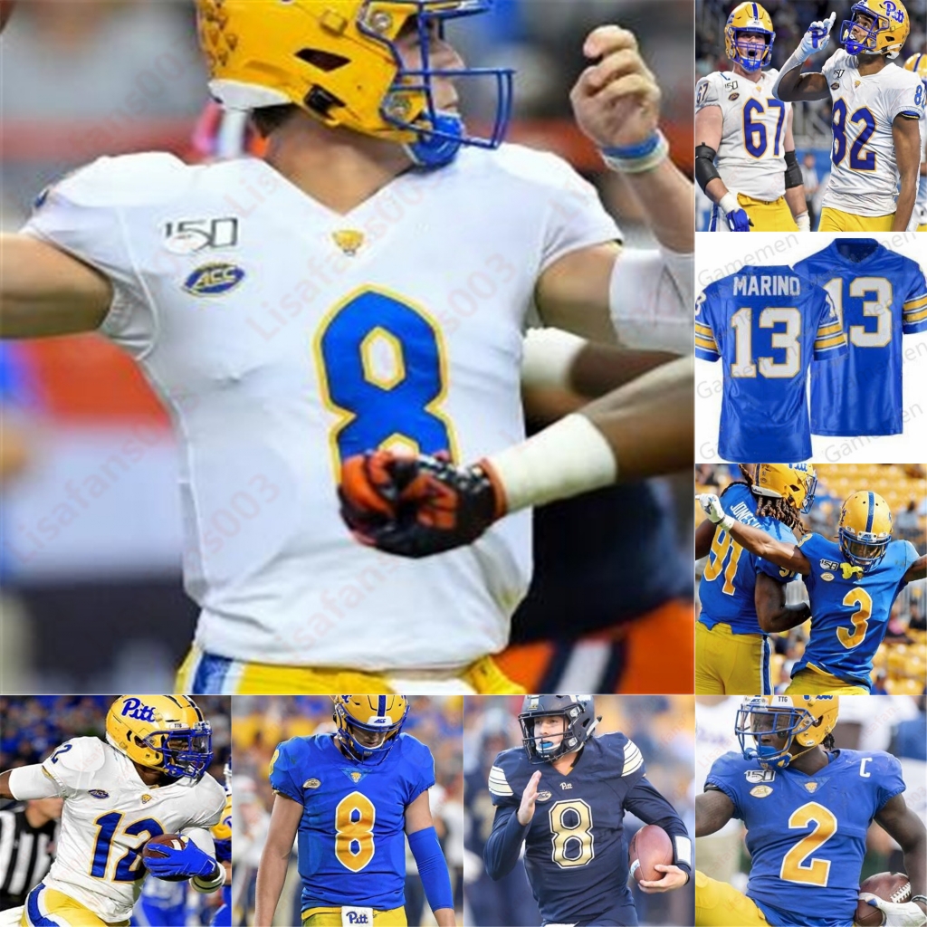 

NCAA ACC Pittsburgh Panthers Pitt Football stitched Jersey 1 Larry Fitzgerald 2 Maurice Ffrench 3 Damar Hamlin mens women youth 5 Tre Tipton, White