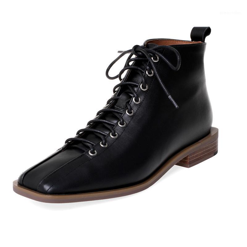 

Mobetty Retro literary Matin boots Women Soft Leather Heel Ankle Boots New Low-heeled Short Botines Mujer Botas Feminina1, Black