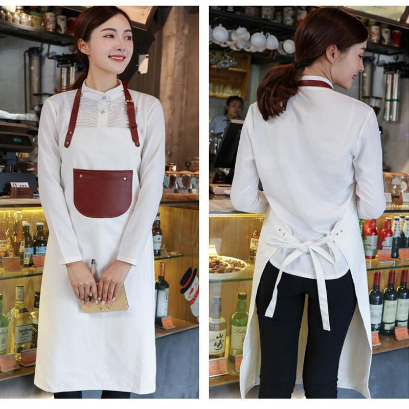 

Thickened leather canvas apron Restaurant shop coffee bakers overalls custom-made