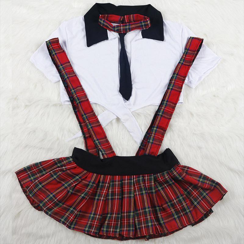 

Women's Sexy Uniform Maid Lingerie Schoolgirls Role Cosplay Fancy Dress Outfits Plaid Clothes Sets Feather Costume1