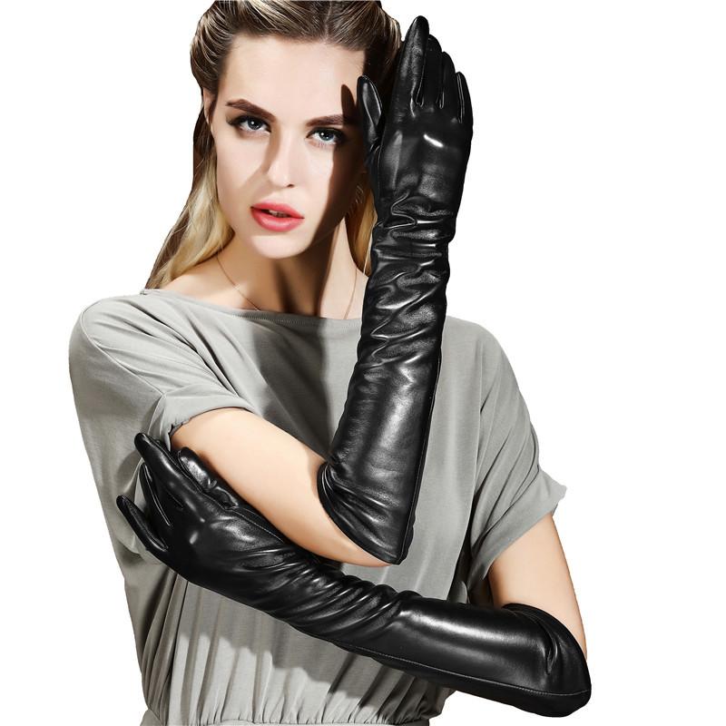 

Genuine Leather gloves for women Sheepskin touch screen Full-finger gloves women 2020 winter Long Thicken sleeves