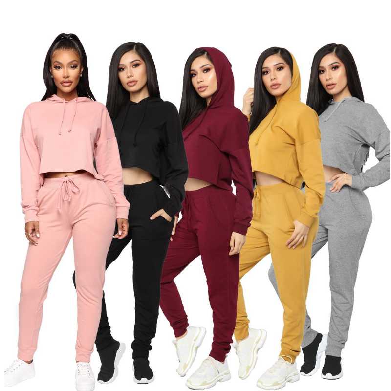 

Women' autumn and winter navel Pullover Sweater sports casual pink yoga exercise suit outdoor running fitness suit, Black