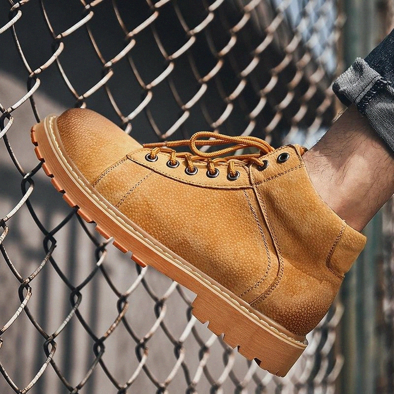 

Men's Shoes Basic ankle Boots Men Brand Classic British genuine Leather Booties Winter Botas lace up Fashion Men's Boots s5 #rM2p