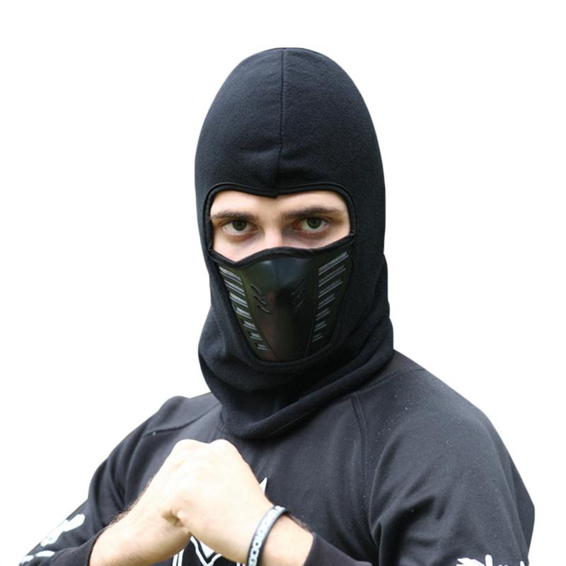 

Winter Motorcycle Headgear Head Wear Warm Ski Motorbike Cycling Protective Face Mask Helmet Cap Windproof Fleece Balaclava Hat, Bk