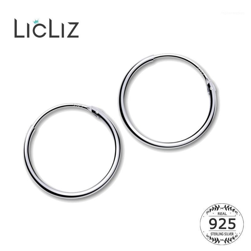 

Hoop & Huggie LicLiz 2021 925 Sterling Silver Simple Earrings For Women Round Circle White Gold Jewelry Loop Joyas De Plata LE04721