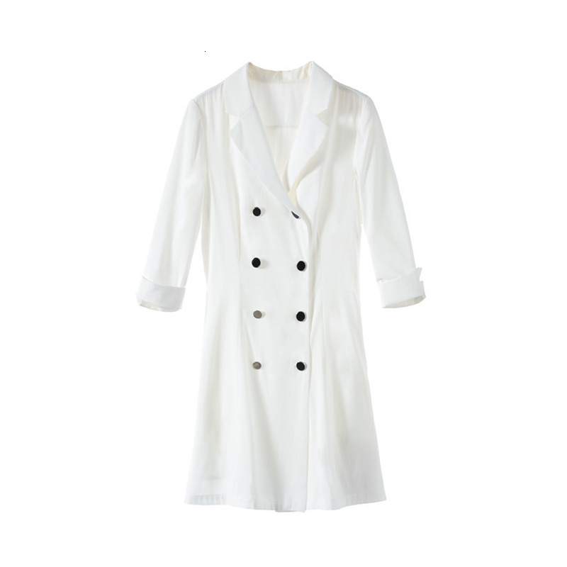 

Track Women Double Breasted Mini Dressed 2021 Appointment Designer for the Offices of Ladies Half Classic Clothed Collar O0xw, White