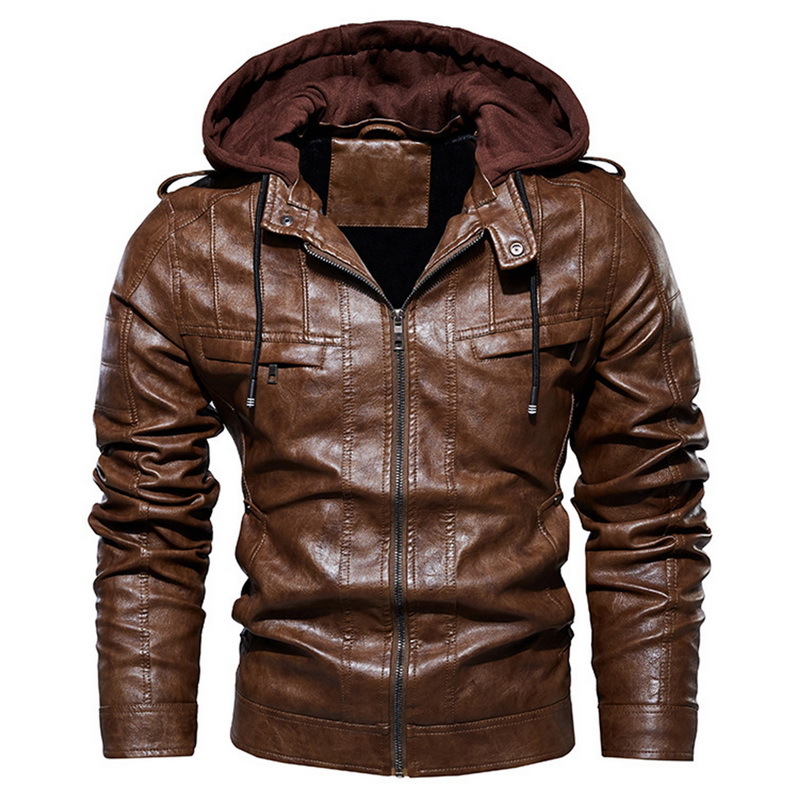 chaqueta de cuero con capucha hombre